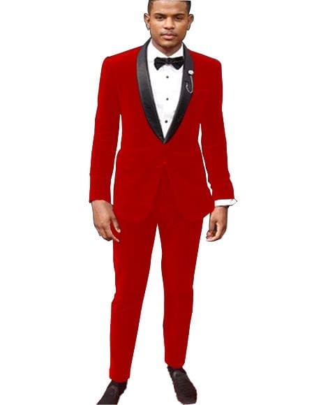 Holiday Suit - Christmas Suit - Christmas Blazer Red Tuxedo Men's Red Tuxedo Jacket And Velvet Pants