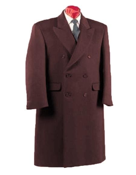 Mens Overcoat -Mens Long Wool Topcoats- Topcoat For Men-Mens Double breasted Overcoat - "Mehroon" Double breasted Coat