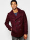 Mens Peacoat Peacoat Men's Burgundy ~ Wine Six Button Wool Designer Men's Wool Men's Peacoat Sale ~ Car Coat - AlbertoNardoniStore