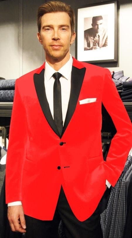 Holiday Suit - Christmas Suit - Christmas Blazer Velour Men's Blazer Jacket Velvet Velour Cheap Priced For Men Formal Tuxedo Jacket Sport Coat Two Tone Trimming Notch Collar Tuxedo Hot Red