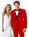 Holiday Suit - Christmas Suit - Christmas Blazer Prom ~ Wedding Tuxedo Suits Wtih Trim Shawl Collar Vested Suit Red/Black Trim