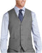 Five Button Besom Pocket Men's Gray Sharkskin Modern Fit Suits Separate Vest