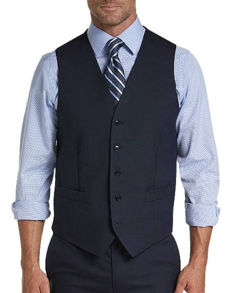 Five Button Besom Pocket Men's Blue Tic Modern Fit Suits Separates Vest