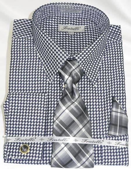 Black Colorful Men's Gingham Dress Shirt