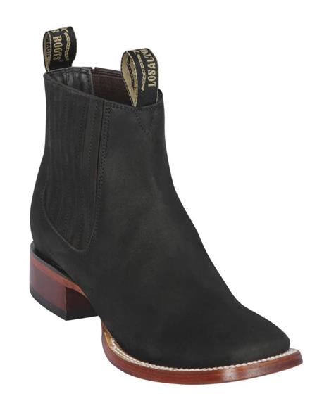 Black Men's Los Altos Boots Nobuk Charro Botines Handcrafted