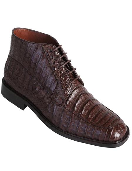 Mens Dress Ankle Boots Los Altos Boots Short Cowboy Boot - Western Ankle Boots Exotic Skin + Brown + Skin Type