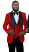 Holiday Suit - Christmas Suit - Christmas Blazer Men's 1 Button Front Red Tuxedo Jacket Vest Set