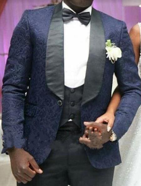 Midnight Blue Velvet Paisley Suit – Navy Blue Formal Suit