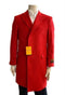 Men's Overcoat - Three Quarter Car Coat + Red