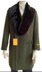 Olive Green Peacoat Double Breasted Three Quarter Overcoat And Cashmere Peacoat - Topcoat By Alberto Nardoni - AlbertoNardoniStore