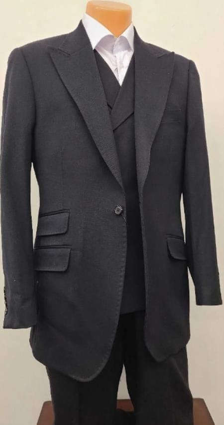 Mens Suit - Classic Fit Suit - Pleated Pants - Suit With Double Breasted Vest