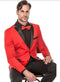 Holiday Suit - Christmas Suit - Christmas Blazer Mens Red Tuxedo Suit - Floral Fancy Prom Suit With Pants And Matching Bowtie