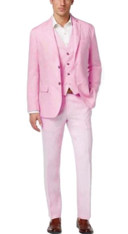 Mens Pink Linen Suit