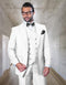 Mens One Button Notch Lapel Wide Leg Suit White