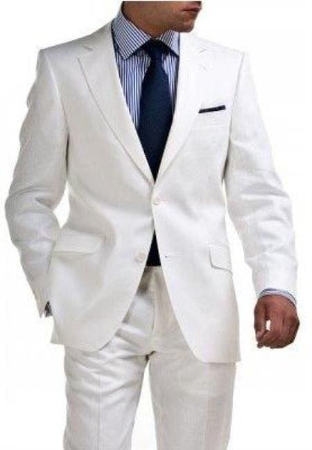 Mens Big and Tall linen Suit -White Suit