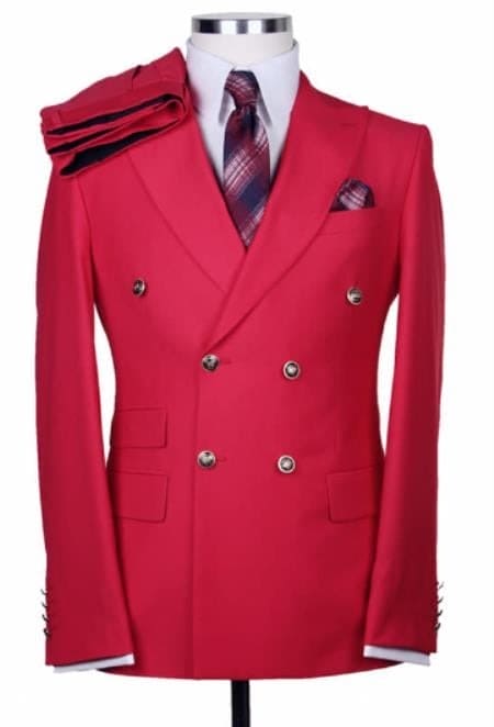 Mens Double Breasted Blazer - Red Double Breasted Sport Coat