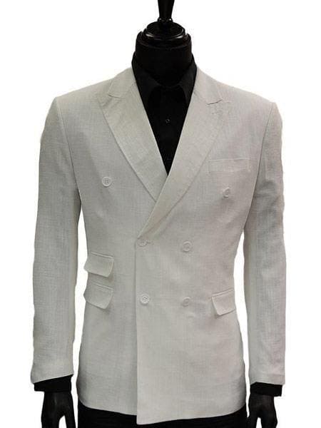 Mens Big and Tall Linen Blazer White mens linen Sportcoat - Linen Jacket - AlbertoNardoniStore