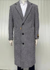 Mens Overcoat - Mens Long Wool Topcoats - Topcoat For Men-Mens Full Length And Cashmere Overcoat - Winter Topcoats - Black And White Coat