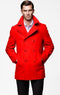 Mens Double Breasted Full Length Wool Coat Overcoat Red