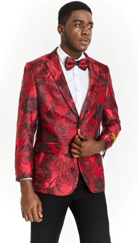 Holiday Suit - Christmas Suit - Christmas Blazer Mens One Button Red Tuxedo Dinner Jacket