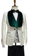 Ivory and Hunter Green Tuxedo Dinner Jacket Wide Velvet Groom Tuxedo Jacket - Prom 2025 Blazer