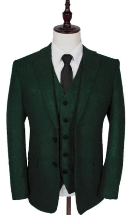 1930s Fashion Tweed ~ Herringbone Pattern  - Mens 1930 Suit -  1930s Tuxedo - Green Suit