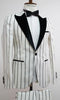 Mens White With Black Pinstripe Suit