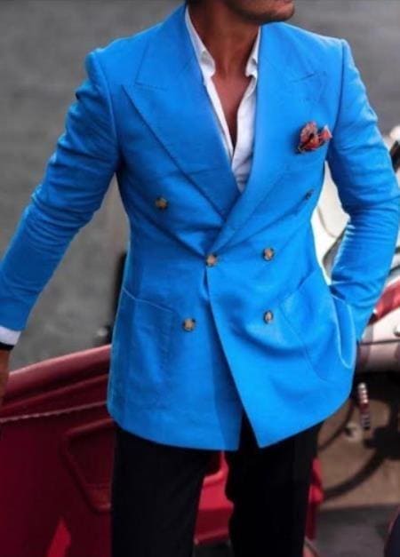 Mens Big and Tall Linen Blazer Turquoise mens linen Sportcoat - Linen Jacket - AlbertoNardoniStore