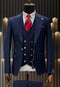 Rossiman Navy Blue Suit for Men – Classic 1-Button Peak Lapel Jacket & Double-Breasted Vest