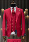 Rossiman Men's Red Suit – Stylish 1-Button Peak Lapel Jacket & Double-Breasted Vest