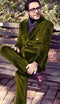 Mens Velvet Suit - Olive Suit