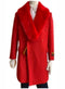 Red Mens Overcoat - Double Breasted Peacoat With Fur Collar - AlbertoNardoniStore