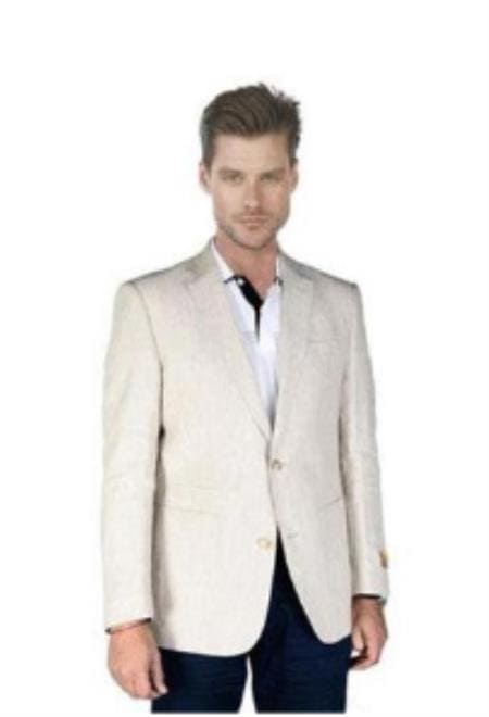 Mens Big and Tall Linen Blazer Sand Natural Beige mens linen Sportcoat - Linen Jacket - AlbertoNardoniStore