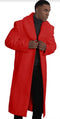 Mens Red Topcoat Overcoat With Fur Collar -