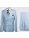 Rossiman Men’s Light Blue Slim Fit Suit – Elegant Double-Breasted Design