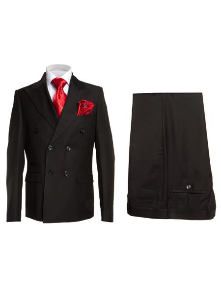 Rossiman Mens Formal Black Slim Fit Suit - 3-Piece with Stylish Vest & Trousers