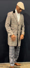 Mens Plaid Overcoat - Peacoat - Plaid Topcoats Beige - AlbertoNardoniStore