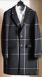 Mens Plaid Overcoat - Peacoat - Plaid Topcoats Dark Gray - AlbertoNardoniStore