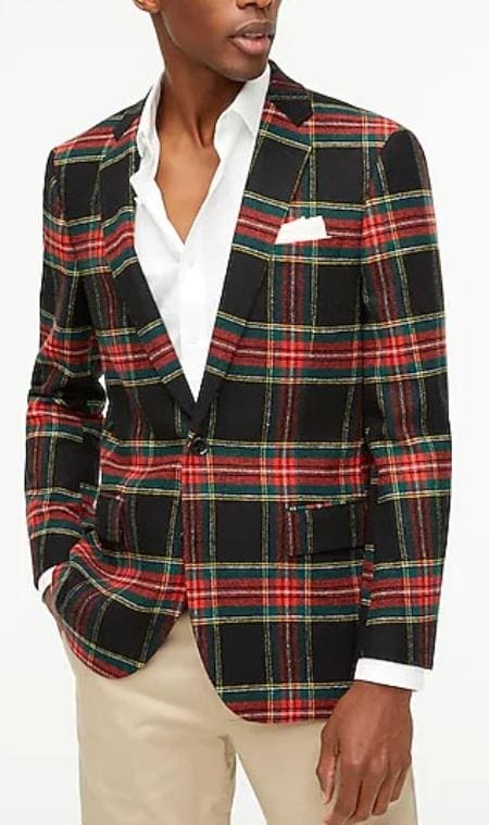 Men Holiday Blazer Red Tartan Sport Coat