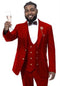 Mens Suit with Gold Buttons Red Three Piece Double Breasted Vest