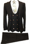Mens 2 Button Notch Label Modern Fit Suits Black
