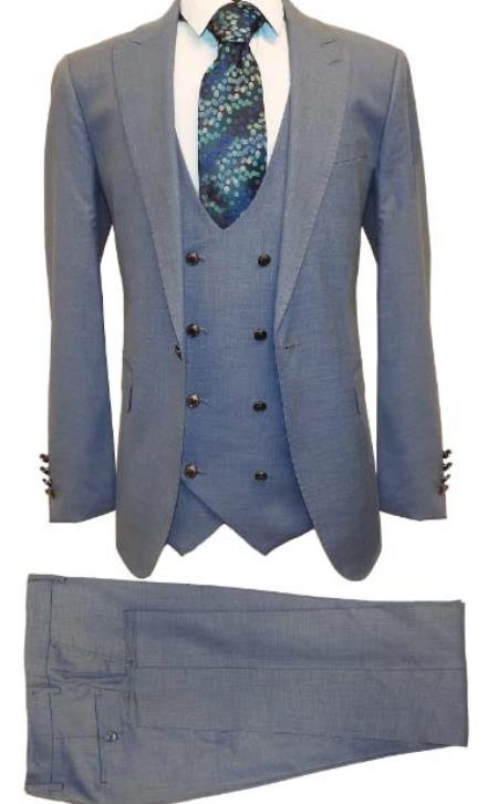 Mens 2 Button Notch Label Modern Fit Suits Gray | Alberto Nardoni