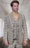 Mens 1 Button Modern Fit Suits Flat Front Pants Suit - Tan