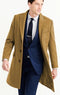 Mens Carcoat - Light Tan Three Quarter Peak Lapel Topcoat - AlbertoNardoniStore