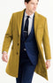 Mens Carcoat - Sand Three Quarter Peak Lapel Topcoat