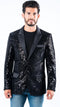 Mens Sequin Blazer - Shiny Stage Flashy Sport Coat - Slim Fit Black