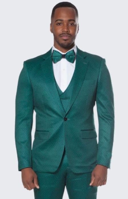 Mens Polka Dot Suit Emerald Green