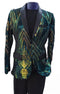 Mens Two Toned Sequin Blazer - Green Prom 2025 Shiny Tuxedo Slim Fit
