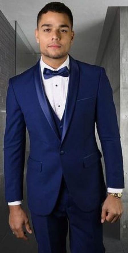 Sapphire Cobalt Blue - Light Navy Blue Tuxedo - Indigo Tuxedo - Wedding Tuxedo Suit