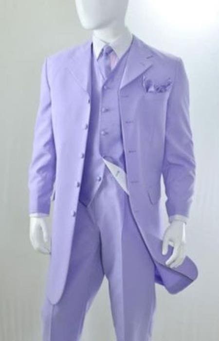 Mens Lavender Zoot Suit Long Jacket 3 Piece